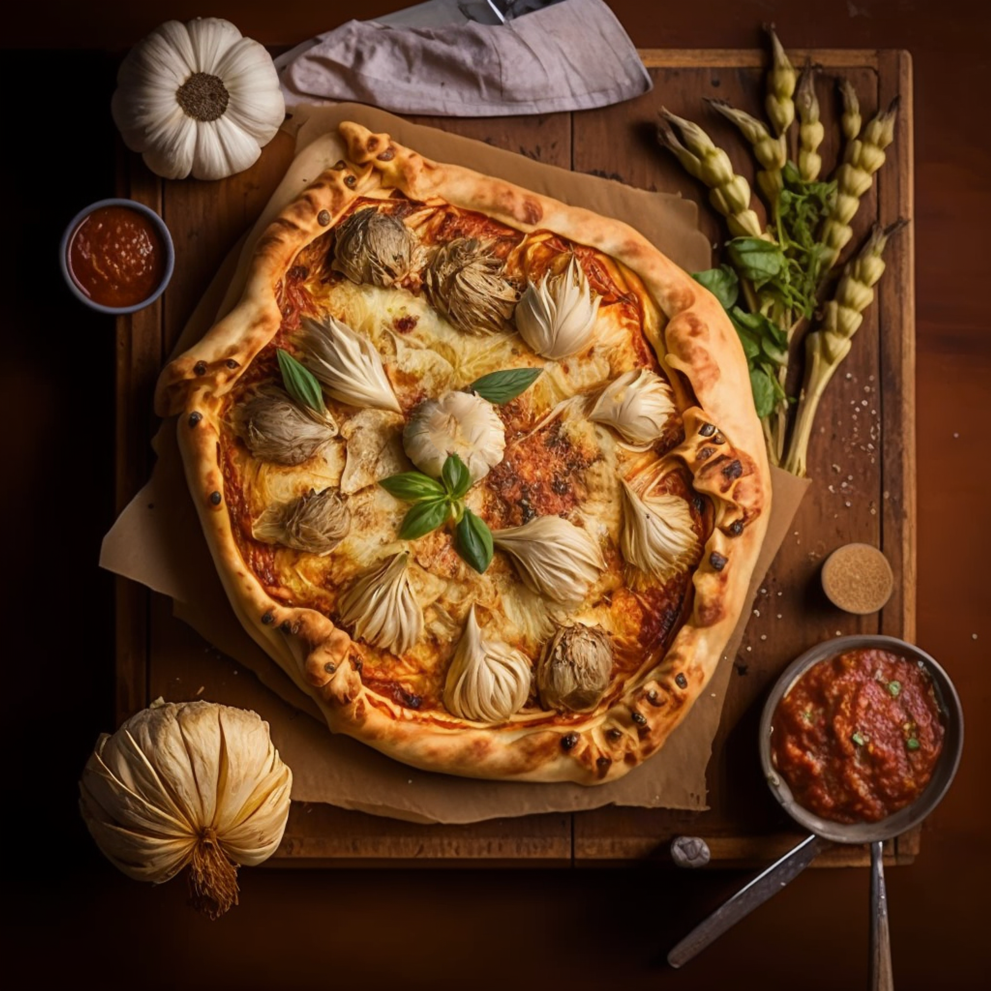 Pizza à la scamorza fumée et aux artichauts