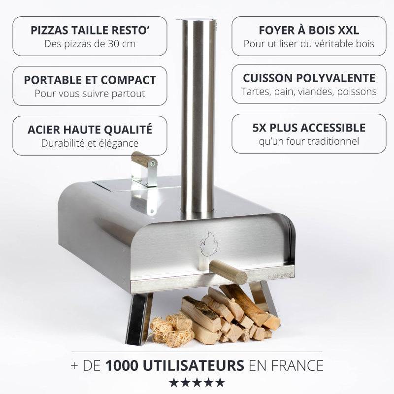 photo du four à pizza fermé et les caractéristiques de base